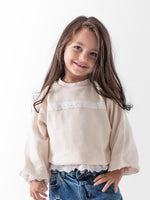 Ninos Kids storeBaby Girls' Beige Textured SweatshirtSweatshirtsBambino