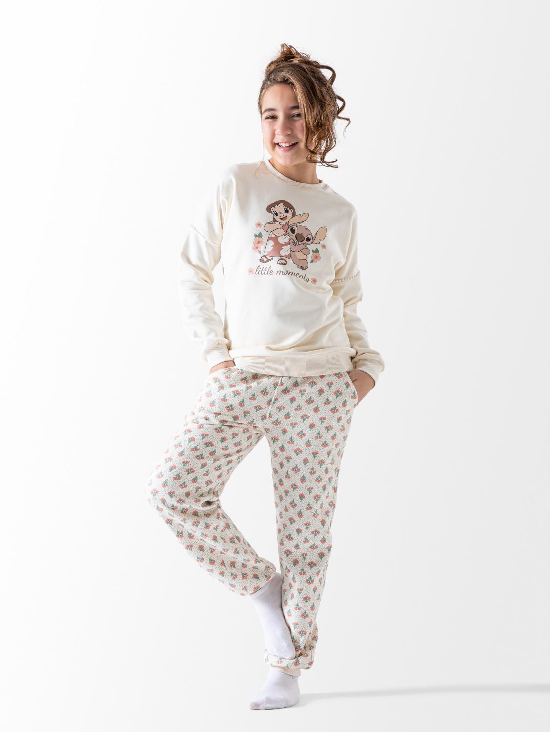Ninos Kids storeGirls' Beige Stitch 2-Piece Pyjama SetWinter PyjamaMimo