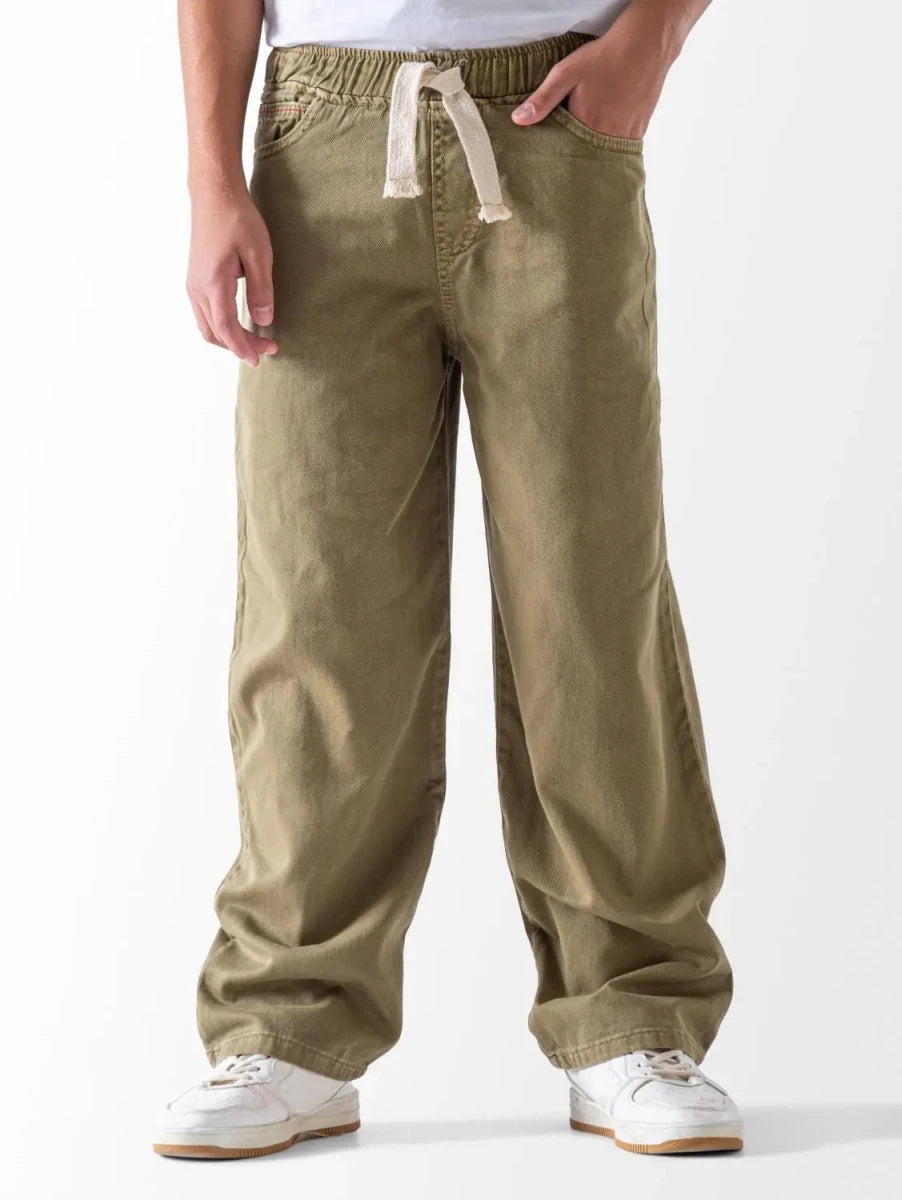Ninos Kids storeBoys' Olive Wide Leg Gabardine PantsTrousers & PantsNINOS