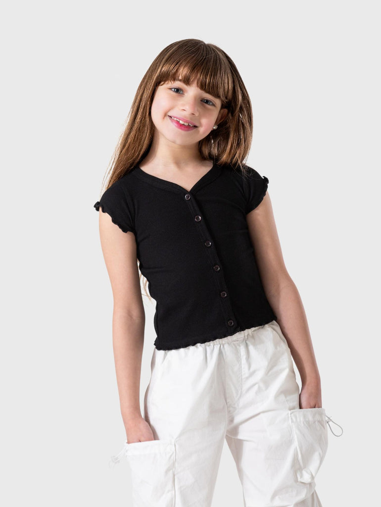 Buttons Ribbed T-Shirt