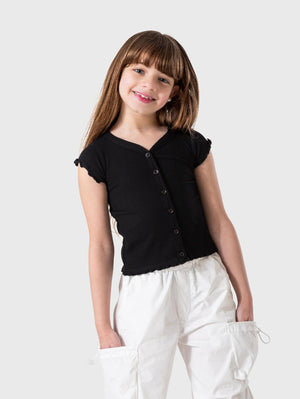 Buttons Ribbed T-Shirt