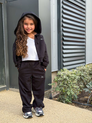 Crop top,wide leg Zipper set