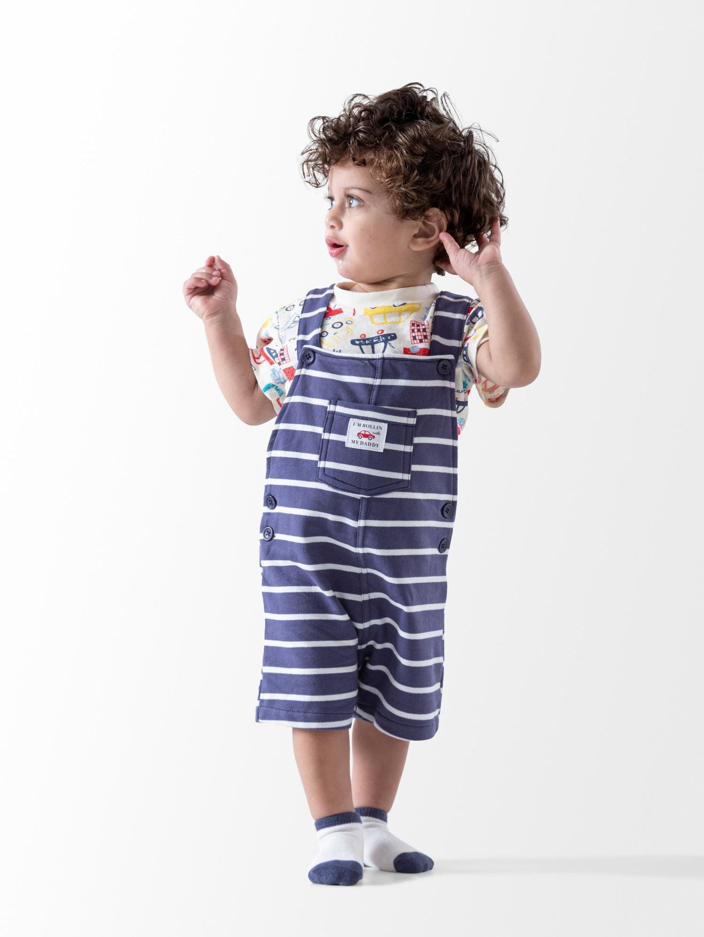 Striped 3PCS Shortall