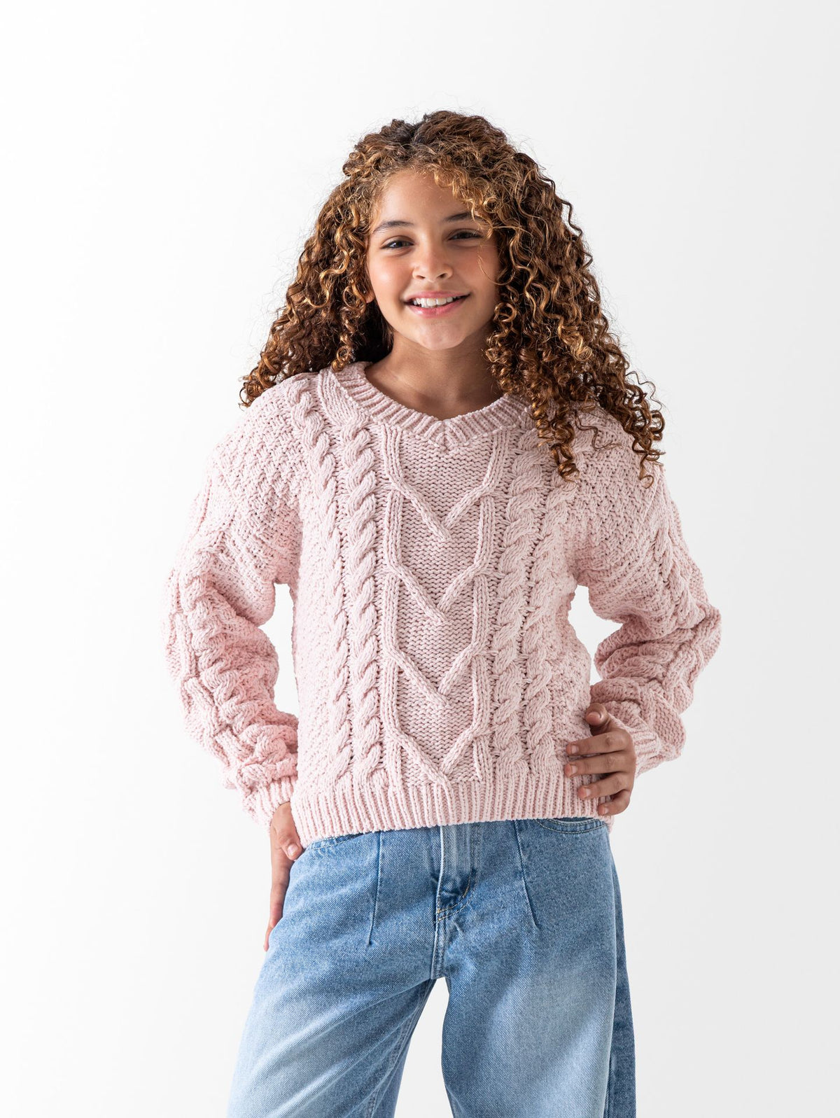 Ninos Kids storeGirls' Kashmir Braided V Neck PulloverPulloversNINOS