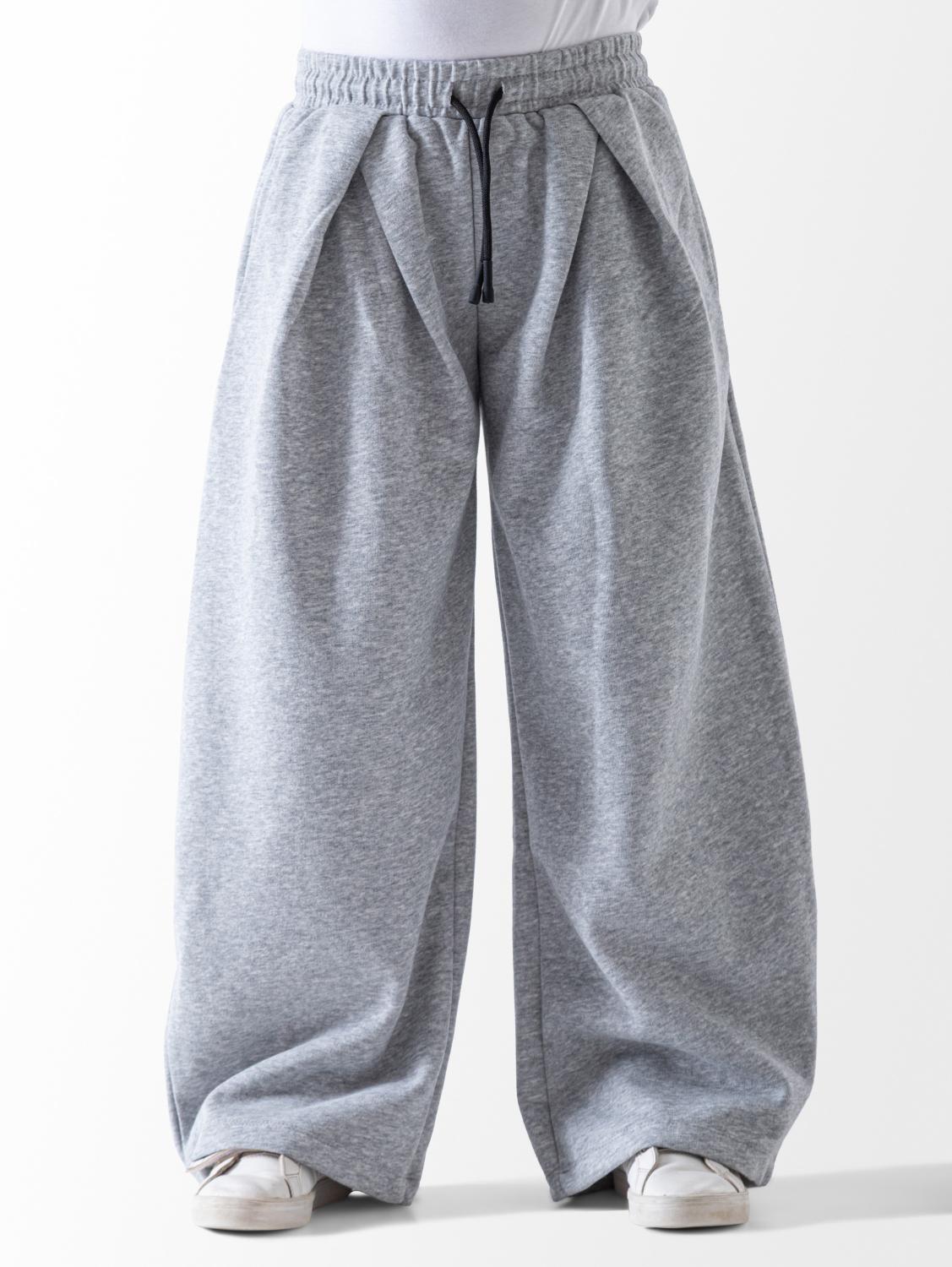 Girls' Light Grey Wide Leg Sweatpants
