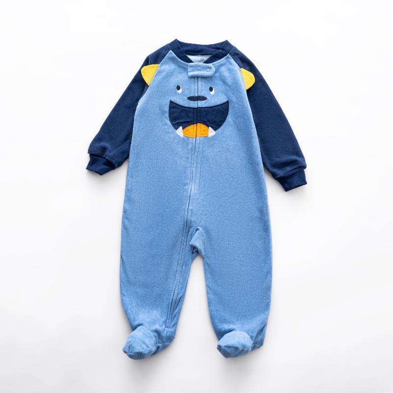 Ninos Kids storeBoys' Baby Blue Monster Fleece Sleepsuit RomperRompers & SleepsuitsGeneric