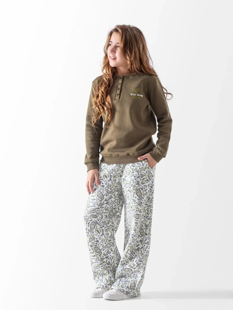 Ninos Kids storeGirls' Olive Wild Bloom 2-Piece Pyjama SetPajamasMimo