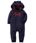 Ninos Kids storeChecks Bear Fleece SleepsuitRompers & SleepsuitsCarters