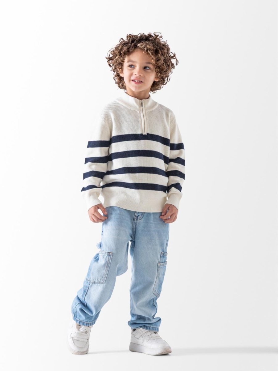 Ninos Kids storeBoys' White Striped PulloverPulloversNINOS