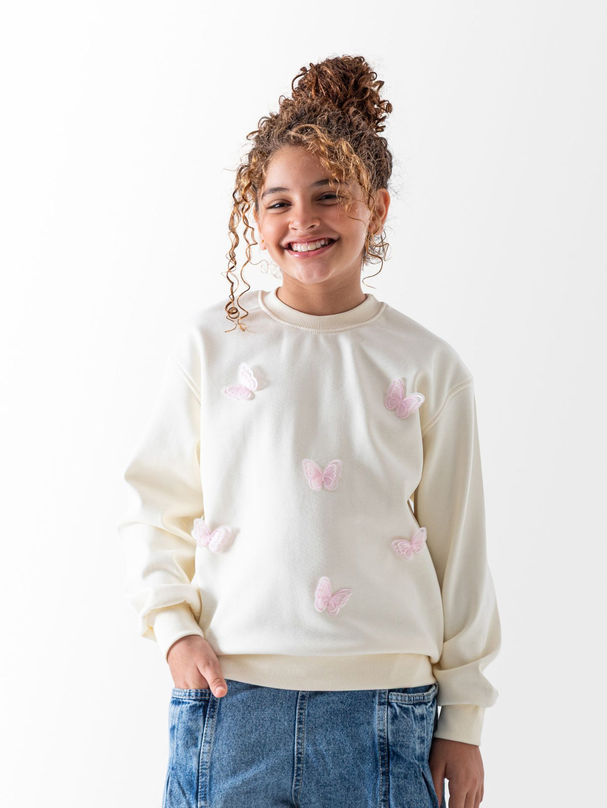 Girls' Off-White Butterfly Sweatshirt