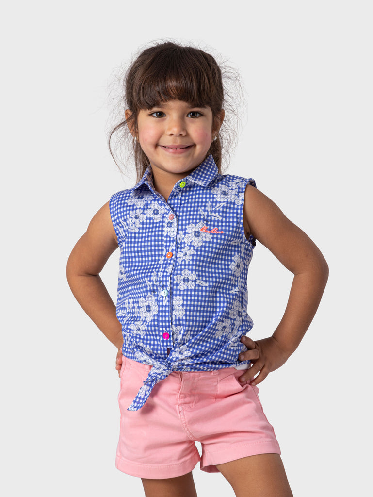 Checkered Blouse With Tie