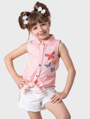 Butterfly  Blouse With Tie